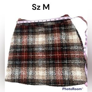 Forever 21 Plaid Contemporary Career Short Skirt Multicolor sz M EUC Wool blend